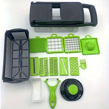 Load image into Gallery viewer, 16 Pcs Multifunctional Fruit Slicer, Cutter with Container, Onion Mincer Chopper with Multiple Interchangeable Blades