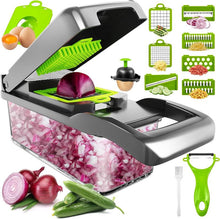 Load image into Gallery viewer, 16 Pcs Multifunctional Fruit Slicer, Cutter with Container, Onion Mincer Chopper with Multiple Interchangeable Blades