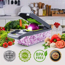 Load image into Gallery viewer, 16 Pcs Multifunctional Fruit Slicer, Cutter with Container, Onion Mincer Chopper with Multiple Interchangeable Blades